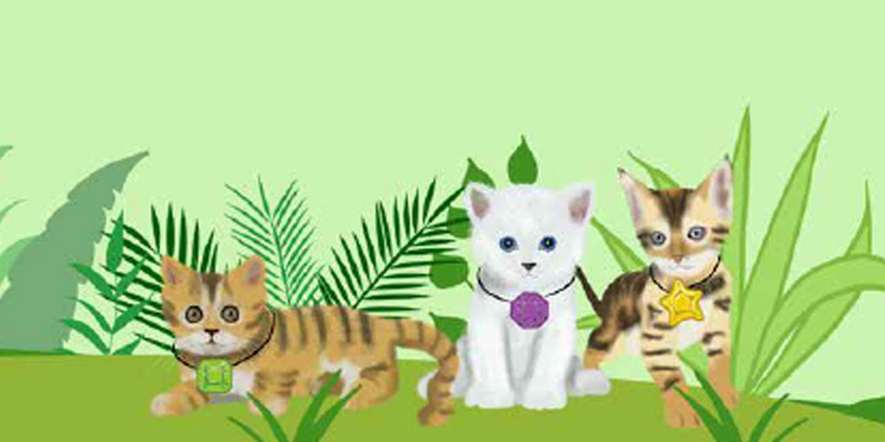 Illustration: Drei Katzen im Dschungel
