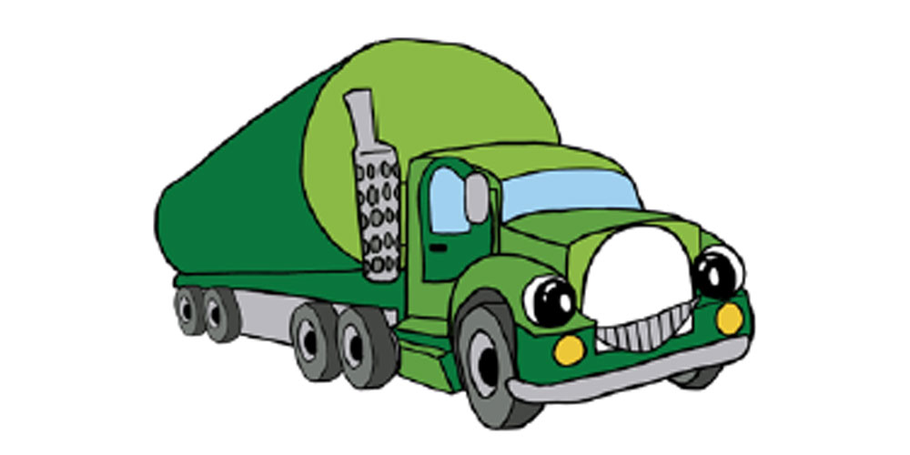 Illustration eines grünen Tankers.